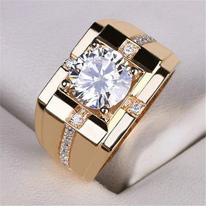 Men's Zircon Diamond Gemstone Ring Rose Silver Jewelry