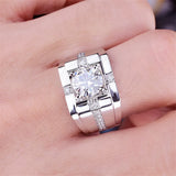 Men's Zircon Diamond Gemstone Ring Rose Silver Jewelry