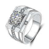 Men's Zircon Diamond Gemstone Ring Rose Silver Jewelry