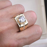 Men's Zircon Diamond Gemstone Ring Rose Silver Jewelry