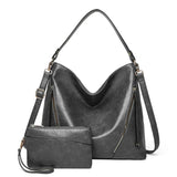 Vintage Women Hand Bags Purse Casual PU Handbags Sets 2 in 1 Faux Leather Tote H