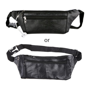 Men PU Leather Belt Bum Waist Pouch Fanny Pack Crossbody Bag
