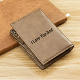 Custom Men's PU Leather Wallet with Photo Text - Gift for Him