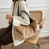Faux Fur Bags Women Large Capacity Soft Tote Bag All-match Ladies Vintage