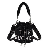 Faux Fur Bucket Bag Soft Plush Ladies Shoulder Crossbody Bags Winter Tote Purses
