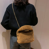 Faux Fur Chain Women's Shoulder Bag Soft Crossbody Bag Handbags