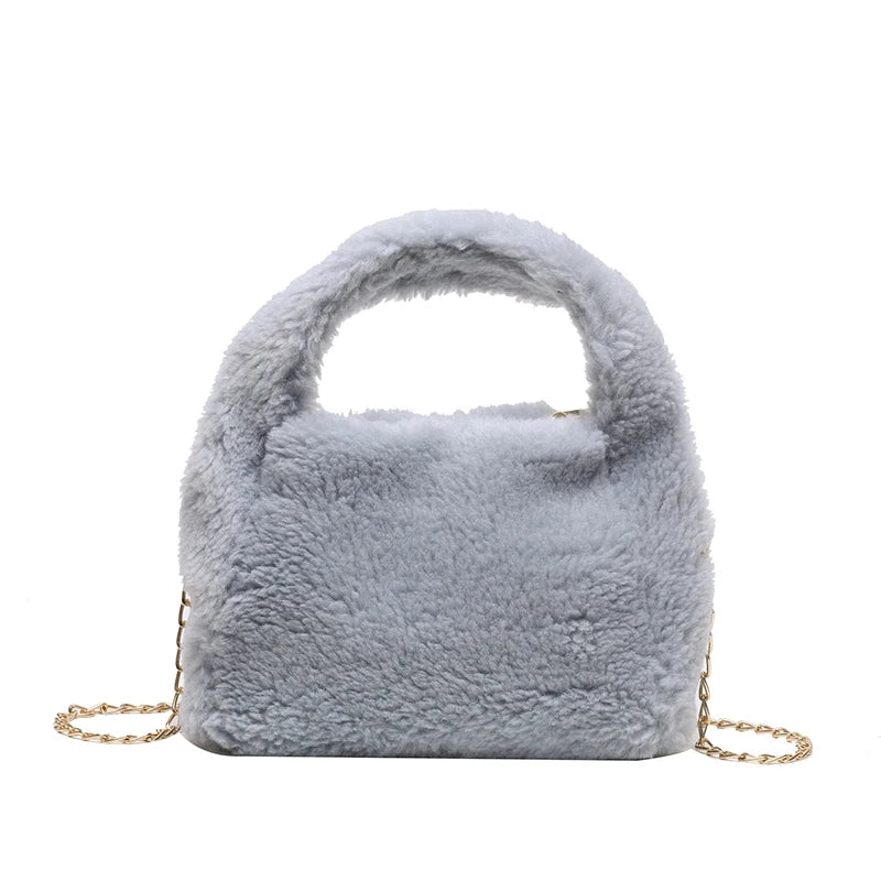Faux Fur Chain Women's Shoulder Bag Soft Crossbody Bag Handbags