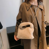 Faux Fur Chain Women's Shoulder Bag Soft Crossbody Bag Handbags