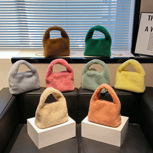 Faux Fur Chain Women's Shoulder Bag Soft Crossbody Bag Handbags