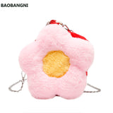 Faux Fur Flower Crossbody Bag Plush Women's Shoulder Messenger Bag