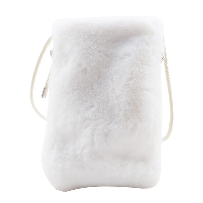 Women's Faux Fur Crossbody Bag Small Solid Mini Travel Pouch