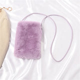 Women's Faux Fur Crossbody Bag Small Solid Mini Travel Pouch