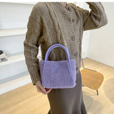 Faux Fur Crossbody Bag Plush Purses Handbags Lambwool Bucket Bag
