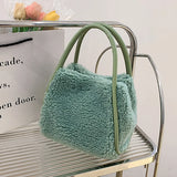 Faux Fur Crossbody Bag Plush Purses Handbags Lambwool Bucket Bag