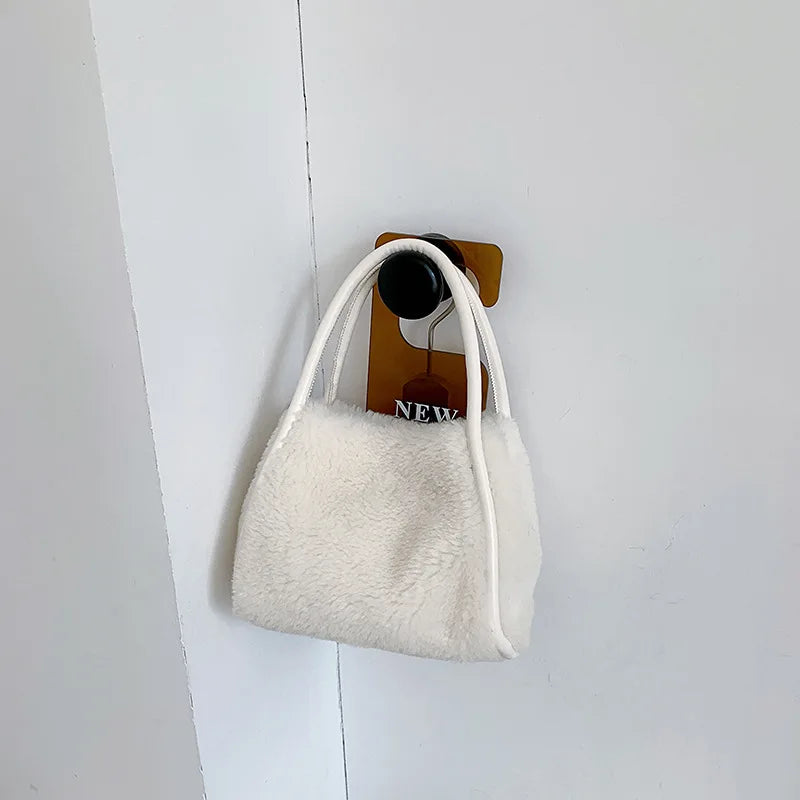 Faux Fur Crossbody Bag Plush Purses Handbags Lambwool Bucket Bag