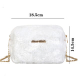 Faux Fur Crossbody Bag for Women Plush Shoulder Handbag