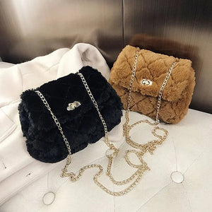 Faux Fur Crossbody Bag Plush Purses Handbag Female Phone Shoulder Wallet