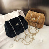 Faux Fur Crossbody Bag Plush Purses Handbag Female Phone Shoulder Wallet