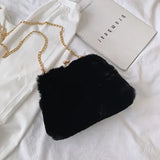 Faux Fur Crossbody Bags for Women Autumn Winter Plush Purses