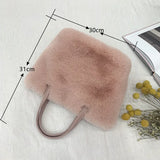 Winter Plush Female Shoulder Bag Small Tote Bag Purse Solid