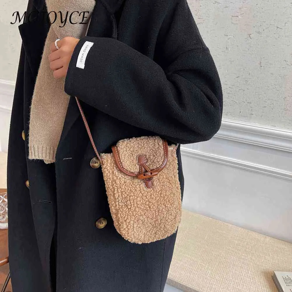Faux Fur Shoulder Bag Autumn Winter Solid Mini Crossbody Bag for Women