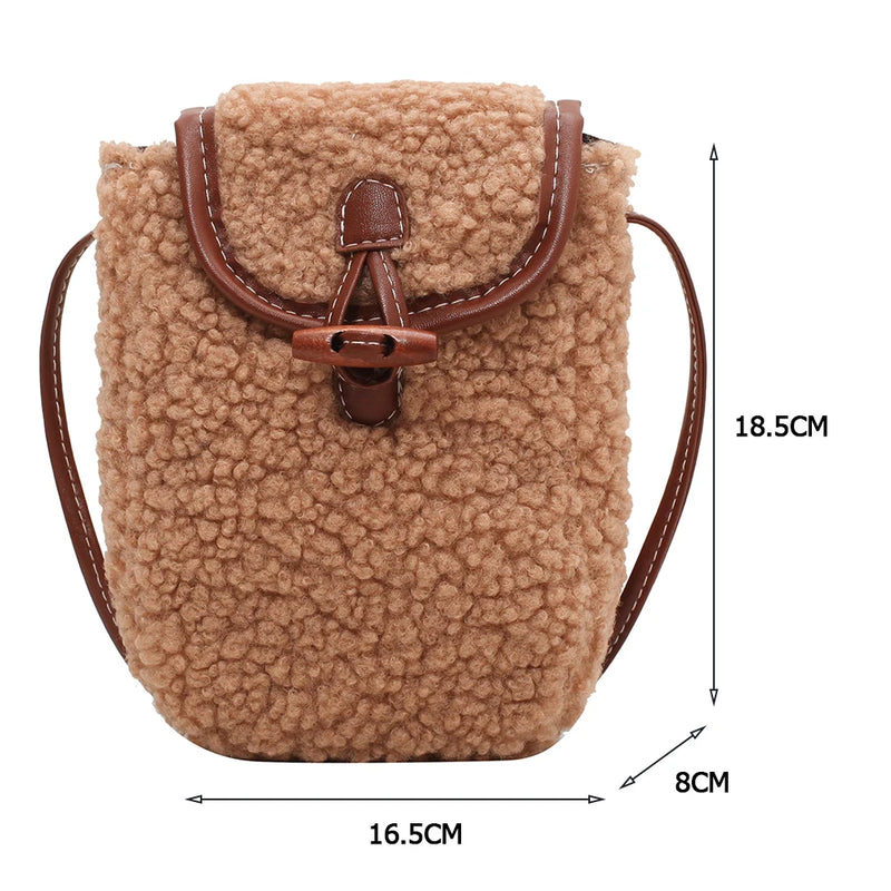 Faux Fur Shoulder Bag Autumn Winter Solid Mini Crossbody Bag for Women