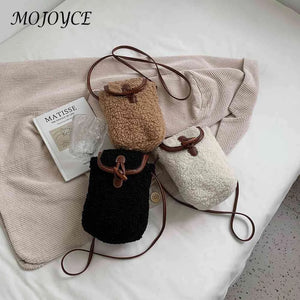Faux Fur Shoulder Bag Autumn Winter Solid Mini Crossbody Bag for Women