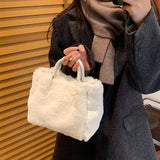 Faux Fur Large Tote Bag Winter Plush Women's Handbag