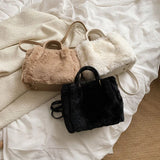 Faux Fur Large Tote Bag Winter Plush Women's Handbag