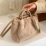 Faux Fur Large Tote Bag Winter Plush Women's Handbag