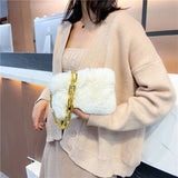 Faux Fur Mini Clutch Chain Shoulder Bag Winter Handbag Women