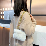 Faux Fur Mini Clutch Chain Shoulder Bag Winter Handbag Women