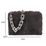 Faux Fur Mini Clutch Chain Shoulder Bag Winter Handbag Women