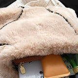 Faux Fur Shoulder Bag Women Plush Casual Sweet Tote Chains Fluffy Bolsa