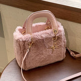 Soft Plush Small Tote Bag Winter Faux Fur Women Shoulder Messenger Bag