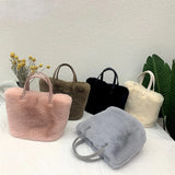 Winter Plush Shoulder Bag Small Tote Purse