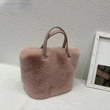 Winter Plush Shoulder Bag Small Tote Purse