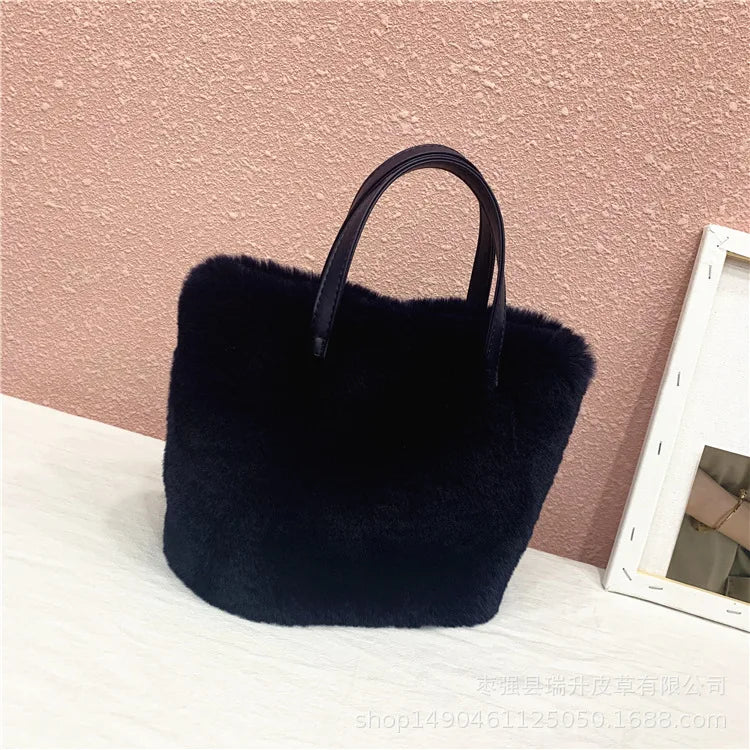 Winter Plush Shoulder Bag Small Tote Purse
