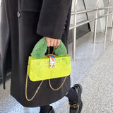 Faux Fur Handle Acrylic Clutch Purse for Women Evening Bag