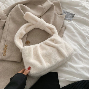 Soft Plush Faux Fur Tote Bag Large Capacity Handbag