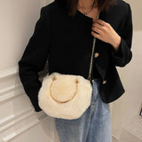 Plush Winter Shoulder Bag Women Chain Messenger Handbag Small