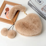 Faux Fur Women Handbags Plush Love Shoulder Bag