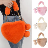 Heart Shaped Faux Fur Shoulder Bag