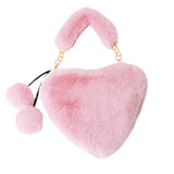 Heart Shaped Faux Fur Shoulder Bag