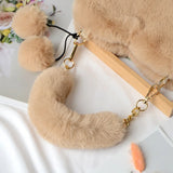 Faux Fur Winter Women Handbags Plush Heart Shaped Shoulder Bag