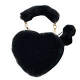 Heart Shaped Faux Fur Shoulder Bag