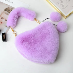 Faux Fur Women Messenger Bags Soft Plush Handbags Female Chain Shoulder