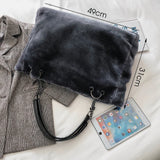 Faux Fur Women Shoulder Bag Casual Plush Lady Tote Handbag Chain Larger Capacity