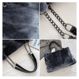Faux Fur Women Shoulder Bag Casual Plush Lady Tote Handbag Chain Larger Capacity