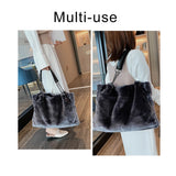 Faux Fur Women Shoulder Bag Casual Plush Lady Tote Handbag Chain Larger Capacity